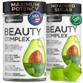 Biotin and Collagen Peptide Gummies for Hair Growth Skin and Nails 12000 Mcg Biotin Chewables with Keratin Max Strength Beauty Gummies for Women and M