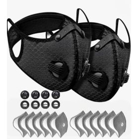 Sport Mask Cycling Face Mask Activated Carbon Filter Breathing Valves With Filter (Option: 2PCS)
