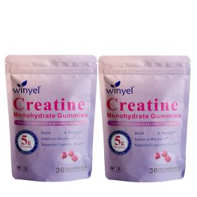 Creatine monohydrate gummies, 5 grams per serving, sugar-free creatine gummies, suitable for workouts, strength, cognitive health, and muscle support (QTY: 2 PCS)
