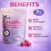 Creatine monohydrate gummies, 5 grams per serving, sugar-free creatine gummies, suitable for workouts, strength, cognitive health, and muscle support